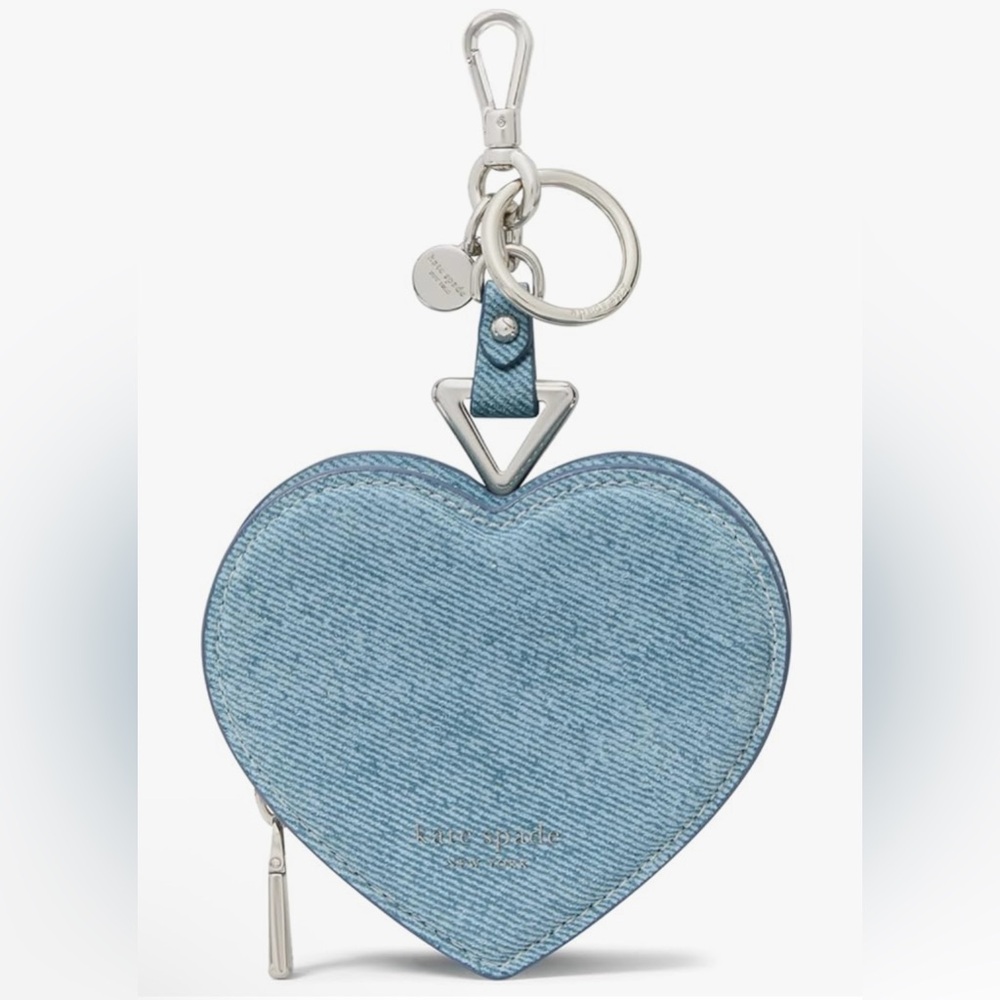 kate spade light blue heart keychain coin pouch